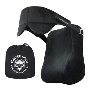 Sleeper Hold Travel Pillow Flights Black Foam Eye Cover Attach Seat Anywhere